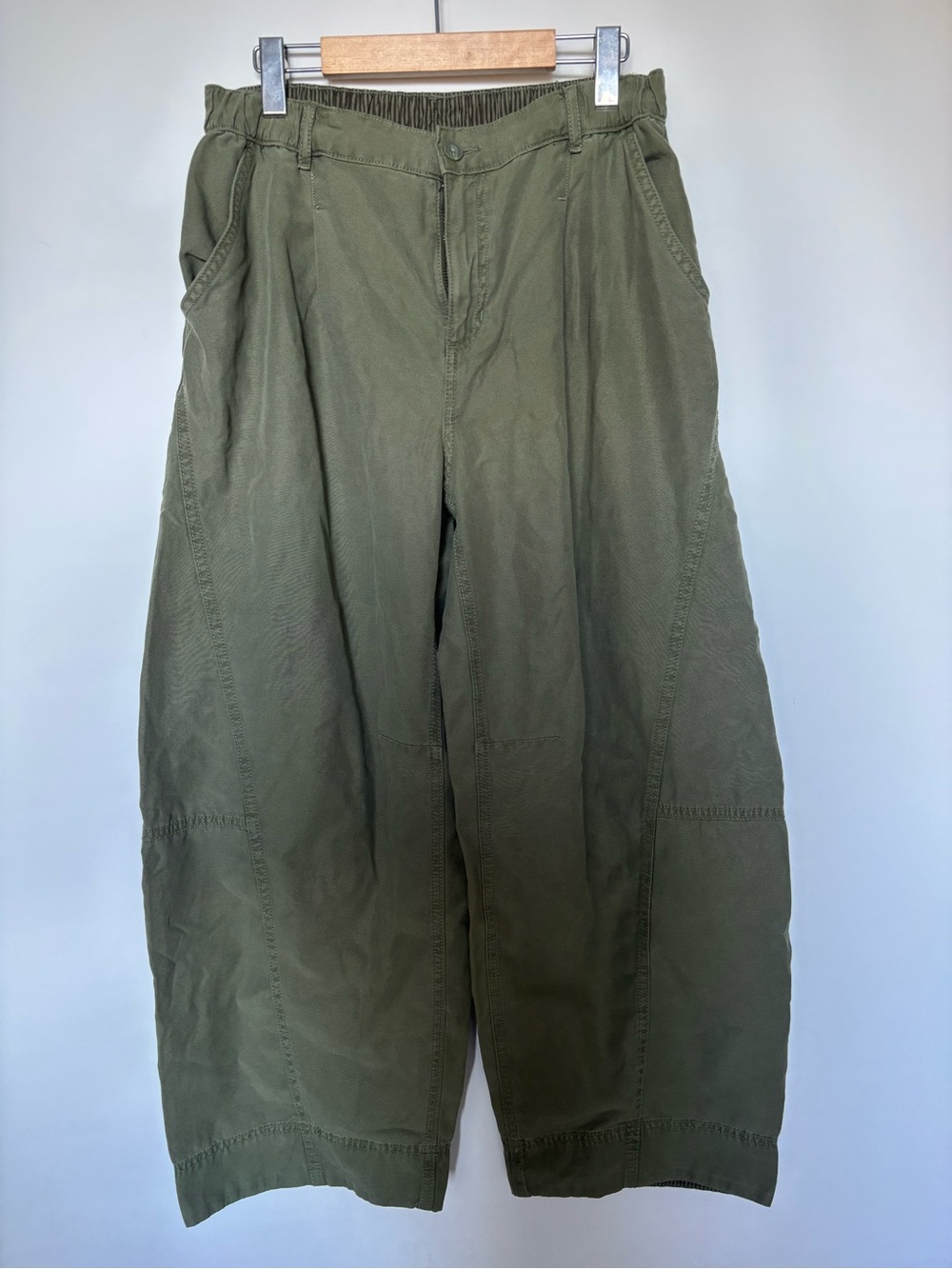 aerie Olive Green Wide-Leg Barrell Pants
